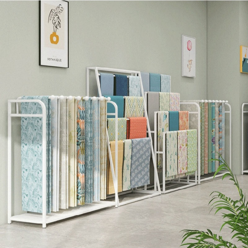 Floor-standing curtain display stand for showroom
