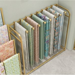 Heavy Duty Iron Curtain Display Rack | 80-120cm Adjustable 5/6/8 Rail Commercial Curtain Sample Rack