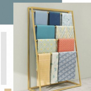 Curtains, carpets, and display racks