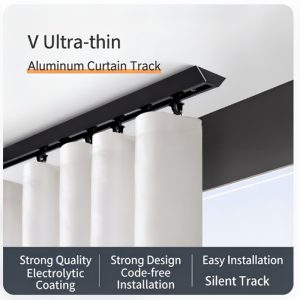 V-Shape Ultra-Thin Curtain Track – For Inward-Opening Windows | Compatible with Wave Curtains | 1.2cm Ultra-Narrow Design